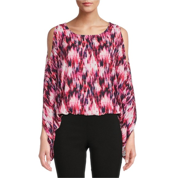 The Pioneer Woman Tops - The Pioneer Woman XL‎ Cold Shoulder Blouse Pink Purple Flowy Lightweight Comfy